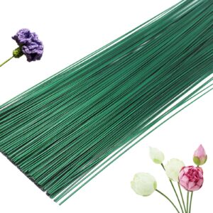 hamiggaa 200 pcs floral flower stem wire,16 inch 22 gauge flower paper wrapped wire,green crafting floral stem for flower arrangements diy,bouquent stem wrapping and crafts