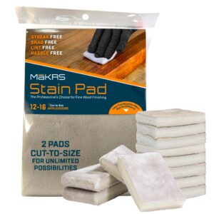 mākrs stain pad, cut-to-size pads 2-pack yields 12-16 applicators, lint, snag & streak-free applicator,brush like microfiber over foam core, for wood stain and oil based finishes, professional results