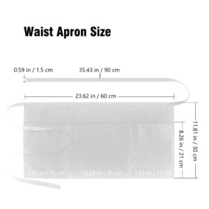 Xornis 1 Pack Waist Aprons with 3 Pockets Waitress Server Waiter Half Short, White