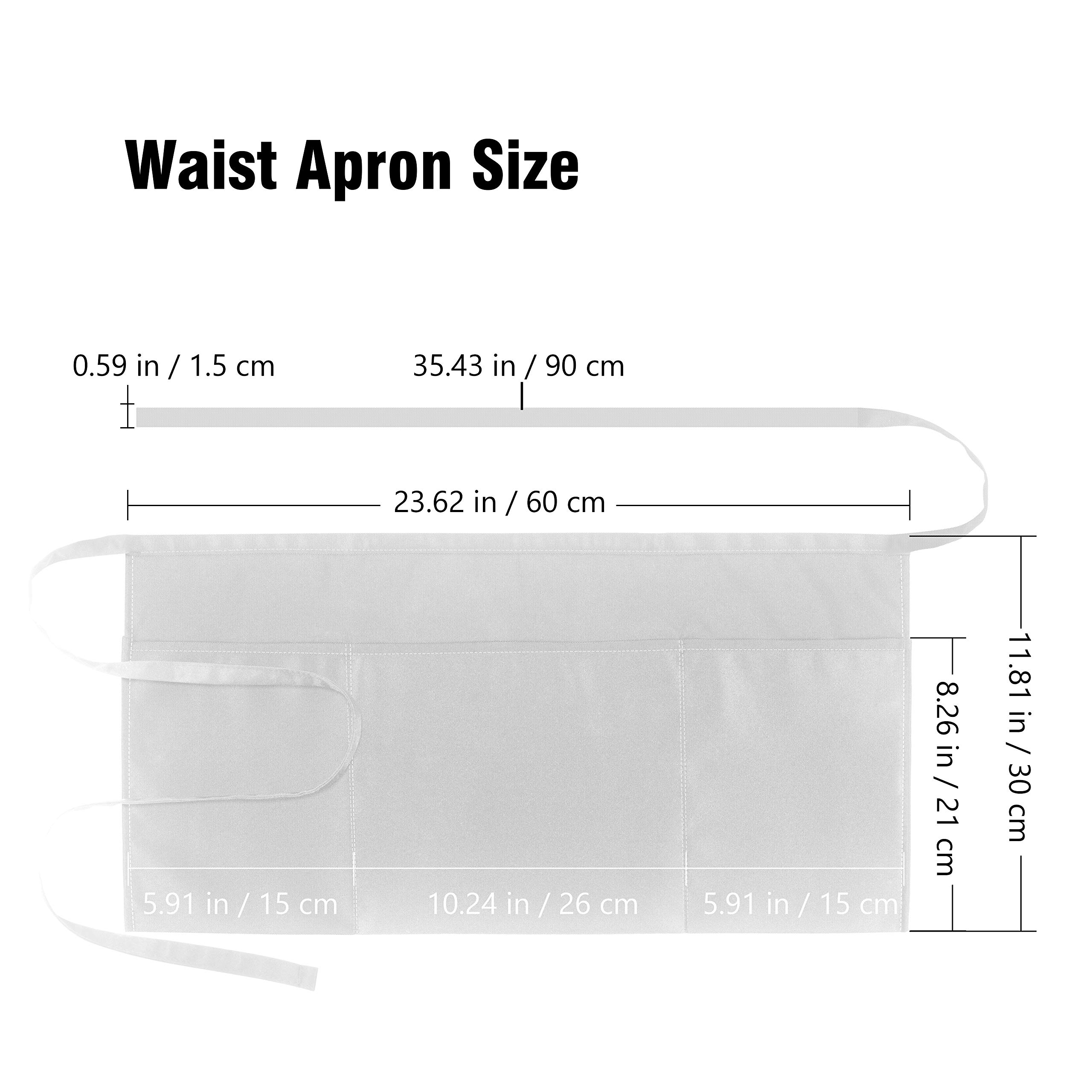 Xornis 1 Pack Waist Aprons with 3 Pockets Waitress Server Waiter Half Short, White