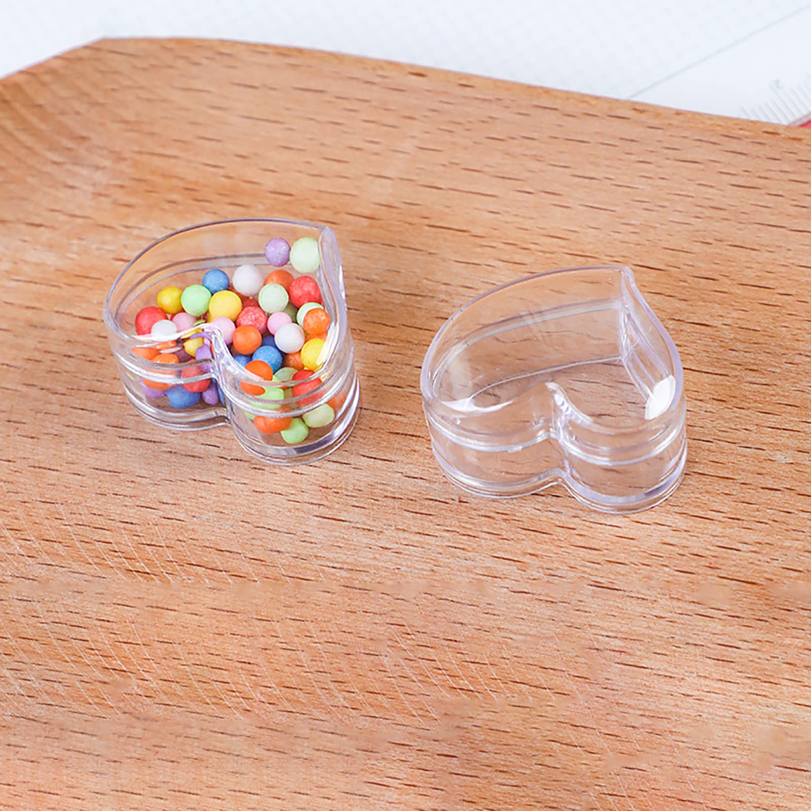 NA TMXAOK 12 Pack Mini Clear Plastic Bead Storage Containers Box Lovely Heart Shape Small Box Earring Travel Organizer Cute Storage Case for Small Items, Pills, Tiny Bead, 1.37 x 0.6inch