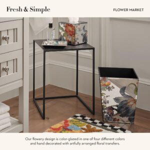 MACKENZIE-CHILDS Waste Bin, Decorative Bedroom Trash Can or Bathroom Trash Can, Flower Market Reflections