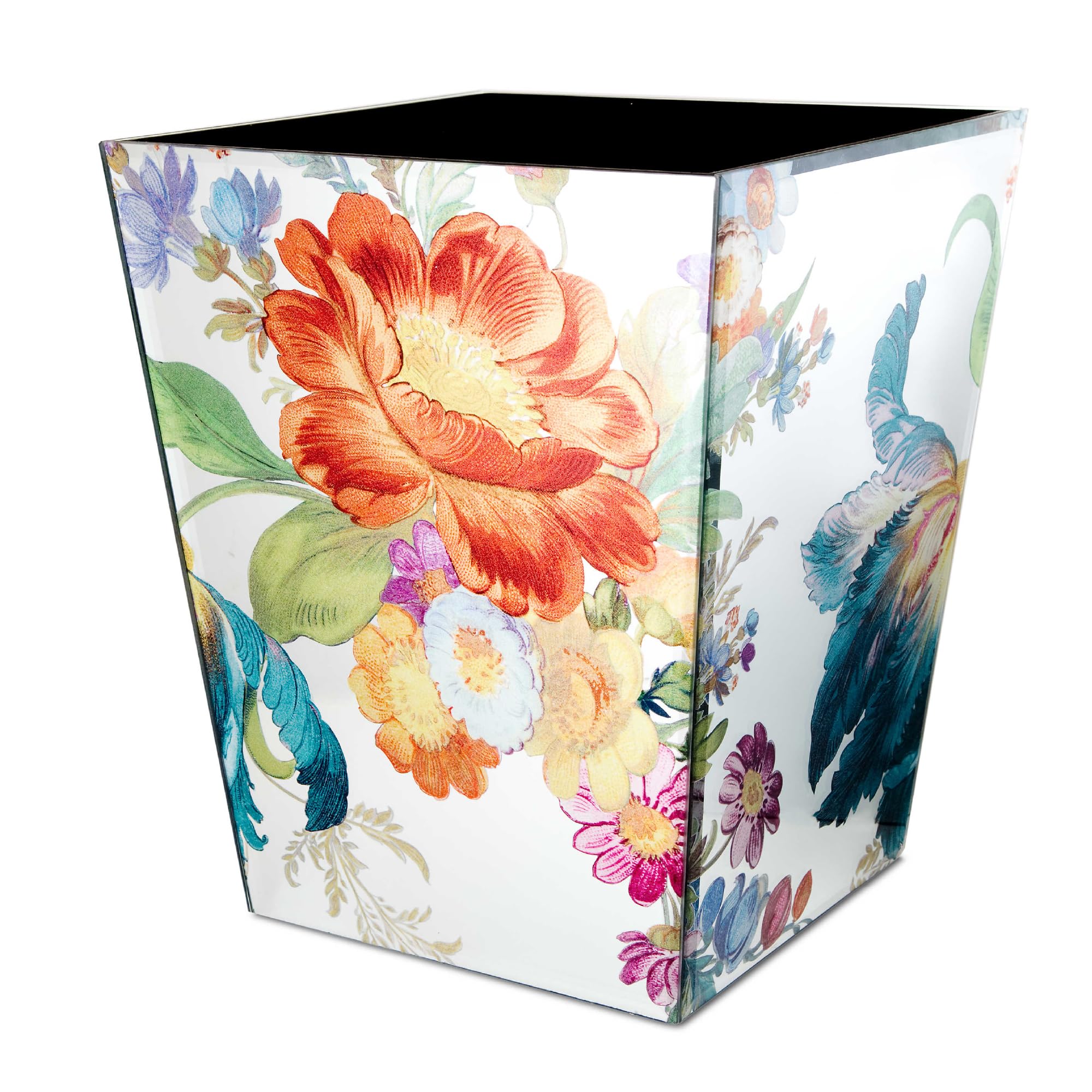 MACKENZIE-CHILDS Waste Bin, Decorative Bedroom Trash Can or Bathroom Trash Can, Flower Market Reflections