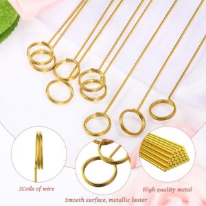 60 Pcs Metal Wire Floral Place Card Holder 11.81 inches Round Gold Photo Clip Floral Card Holder Picks Flower Ring Loop Card Holder for Wedding Party Birthday Office ​Cake Party Favor