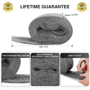 ✮CZ Store✮ - Stainless Steel Wool |13 FT| Grade 0000 Metal Wire Mesh - Soft, Flexible, Reusable - for Cleaning, Buffing, Polishing Glass, Windows, Tiles, Wood, Metal, Copper, Brass