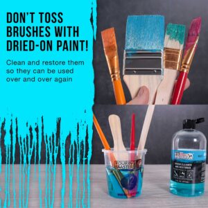 U.S. Art Supply Brush Cleaner and Restorer, 16 Ounce Bottle - Quickly Cleans Paint Brushes, Airbrushes, Art Tools - Cleaning Solution to Remove Dried On Acrylic, Oil and Water-Based Paint Colors