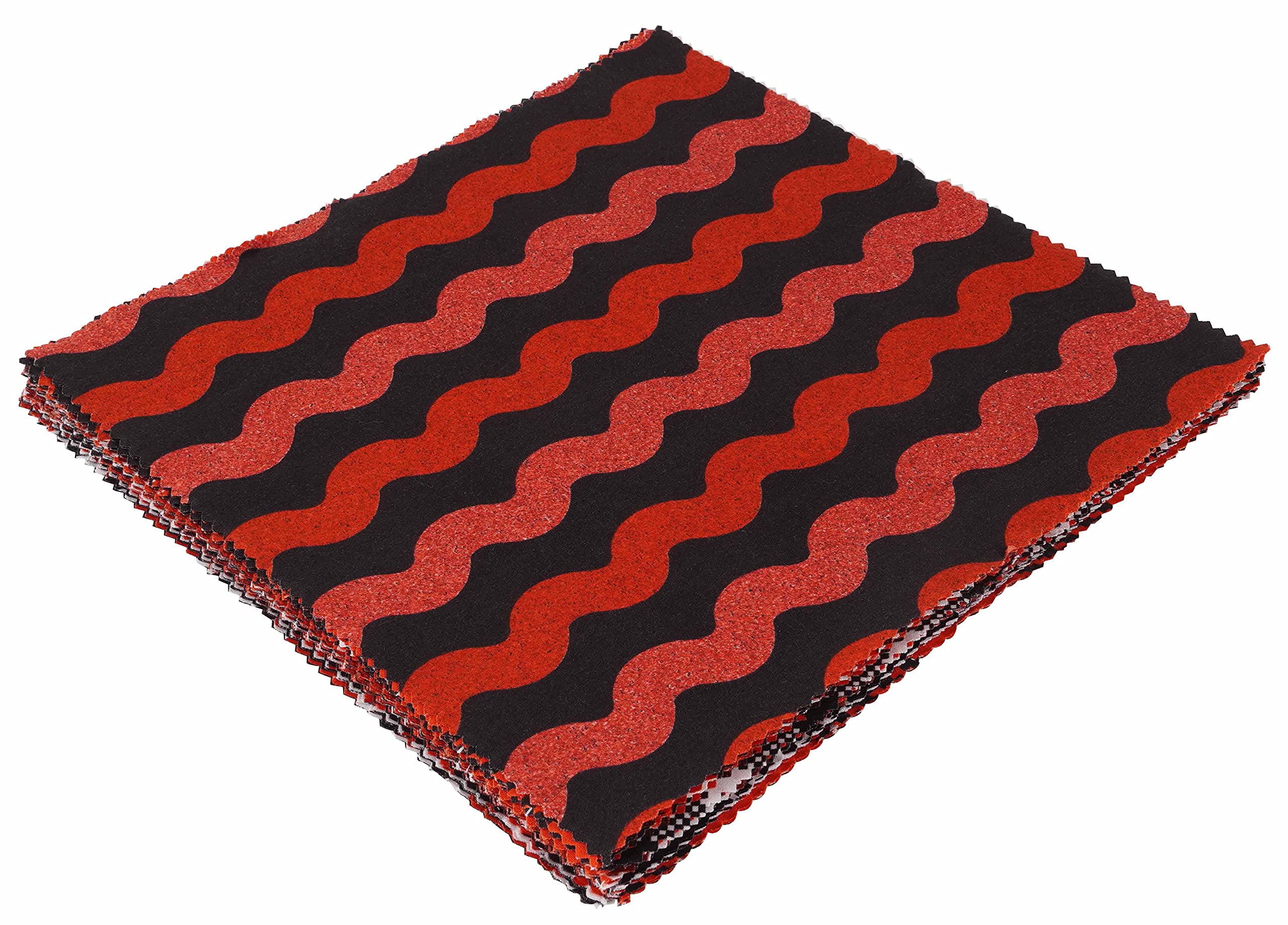 Soimoi Checks & Stripes Print Precut 5-inch Cotton Fabric Quilting Squares Charm Pack DIY Patchwork Sewing Craft- Red & Black