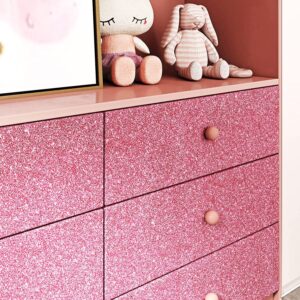 FunStick Pink Glitter Wallpaper Stick and Peel for Girls Bedroom Pink Glitter Contact Paper Decorative Fabric Wallpaper Peel and Stick Sparkle Self Adhesive Wallpaper for Cabinets Crafts 15.8"x78.8"