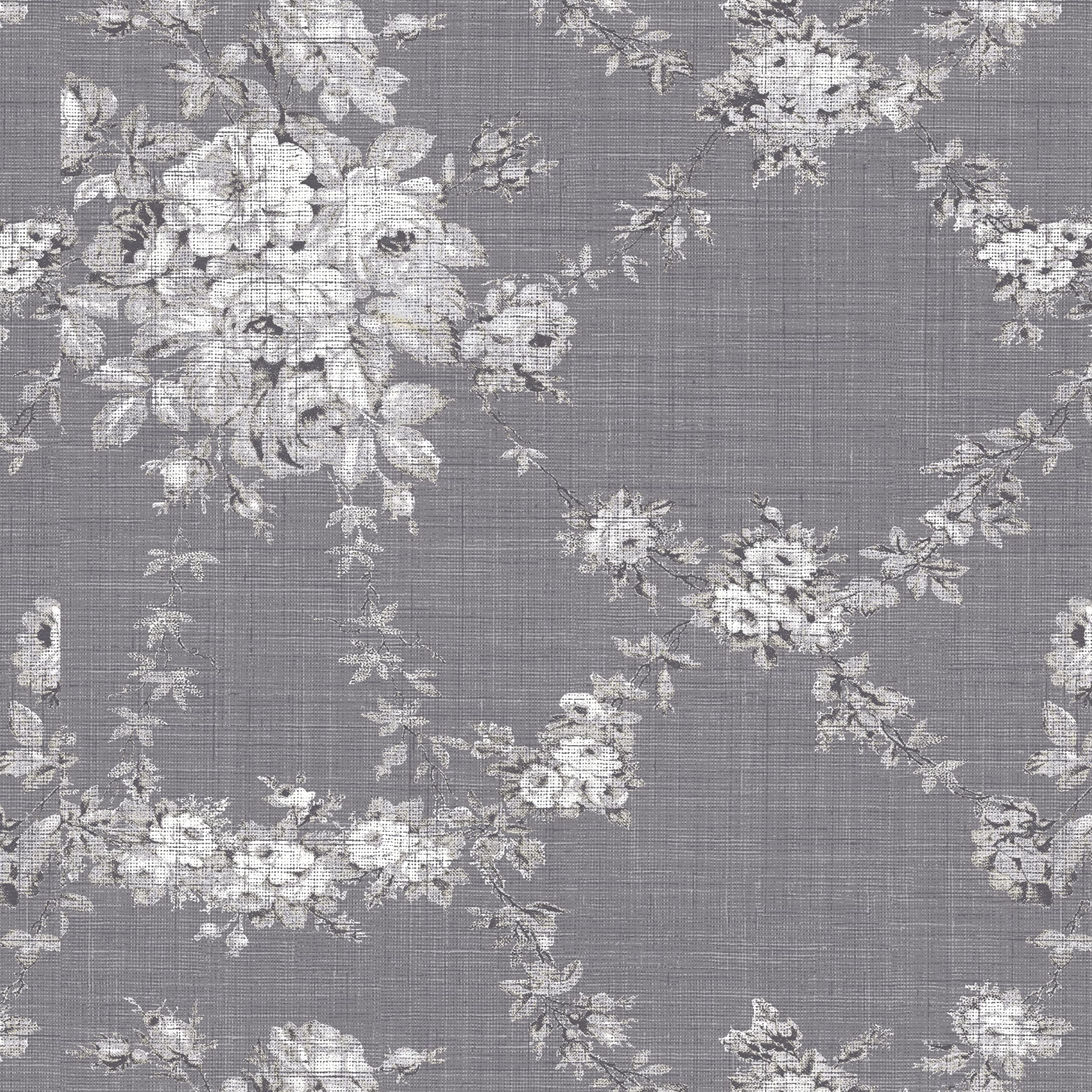 Stitch & Sparkle 100% Cotton Duck 45" Width Dis-Floral Grey Color Sewing Fabric by The Yard D049G0001