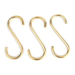 Mewuthede Brass S Hooks S-Shaped Hook, 10 Pcs Heavy Duty S Hooks for Hanging Kitchen Pots and Pans, Office, Bathroom, Closet, Outdoor, Widely Used