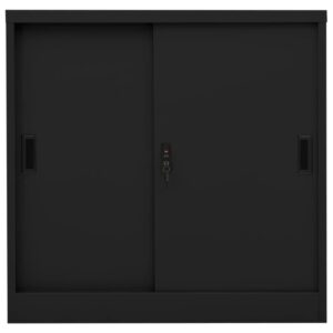 vidaXL Steel Office Cabinet - 35.4"x15.7"x35.4" - Versatile Storage Solution with Adjustable Shelves and Sliding Door - Ideal for Office Use - Black