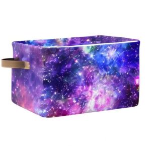 Galaxy Space Star Nebula Storage Bin Canvas Toys Storage Basket Bin Large Storage Cube Box Collapsible with Handles for Home Office Bedroom Closet Shelves,2 pcs