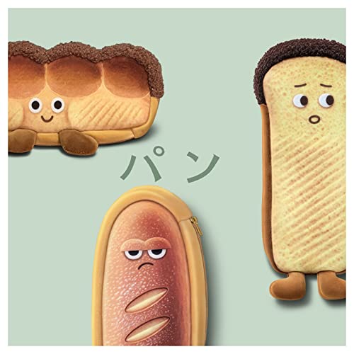 CmfyArt Creative Cute Novelty Funny Face Simulation Real Food Theme Toast Hotdog Bread Character Soft Stuffed Surface Clothes Zipper Pencil Box Pencil Case Pencil Holder Pouch -Hotdog