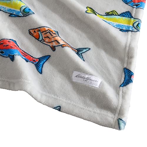 Eddie Bauer Kids - Throw Blanket, Super Soft & Cozy Kids Fleece Bedding, Playful Home Decor (Fish Lake Grey, 50" x 60")