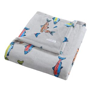 Eddie Bauer Kids - Throw Blanket, Super Soft & Cozy Kids Fleece Bedding, Playful Home Decor (Fish Lake Grey, 50" x 60")