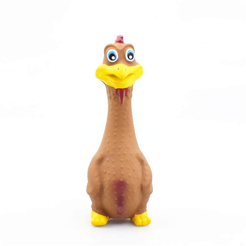 SLAGMALE Pets Dog Toys Screaming Chicken Squeeze Sound Toy Dog Squeaker Chew Training Toy for Medium and Small Dogs (Brown)