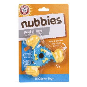 Arm & Hammer for Pets Nubbies TriBone Dog Dental Toy Best Dog Chew Toy for Moderate Chewers Dog Dental Toy Helps Reduce Plaque & Tartar Peanut Butter Flavor Baking Soda (Pack of 1)