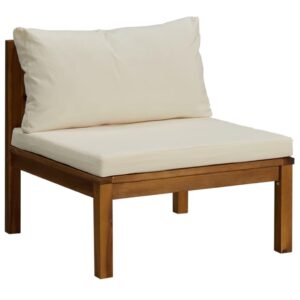 vidaxl solid acacia wood sectional middle sofa with cream white cushions for outdoor patio lounge configuration