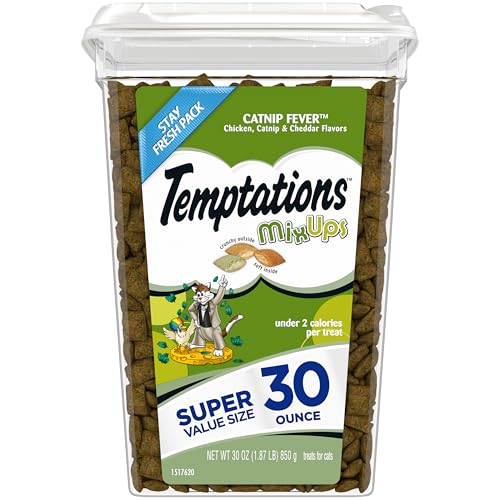 Temptations MixUps Catnip Fever Flavor Crunchy and Soft Cat Treats, 30 oz. Tub