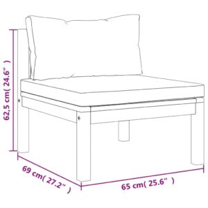 vidaXL Solid Acacia Wood Sectional Middle Sofa with Cream White Cushions for Outdoor Patio Lounge Configuration