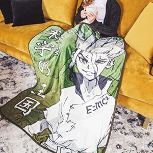 Dr. Stone Senku Ishigami Plush Fleece Throw Blanket | Super Soft Decorative Cover for Sofa and Bed, Cozy Home Decor Room Essentials | Anime Manga Gifts and Collectibles | 45 x 60 Inches