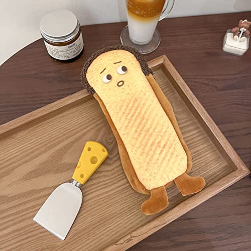 CmfyArt Creative Cute Novelty Funny Face Simulation Real Food Theme Toast Hotdog Bread Character Soft Stuffed Surface Clothes Zipper Pencil Box Pencil Case Pencil Holder Pouch -Hotdog