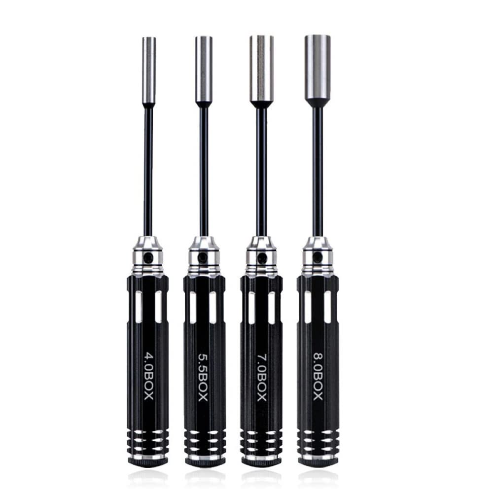 Drone Tool kit - 4Pcs Hex Nut Drivers Screw Driver - 4.0mm nut Driver 5.5mm 7.0mm 8.0mm Hexagonal Head Nut RC Socket Screwdriver for RC Model Helicopter Boat Cars