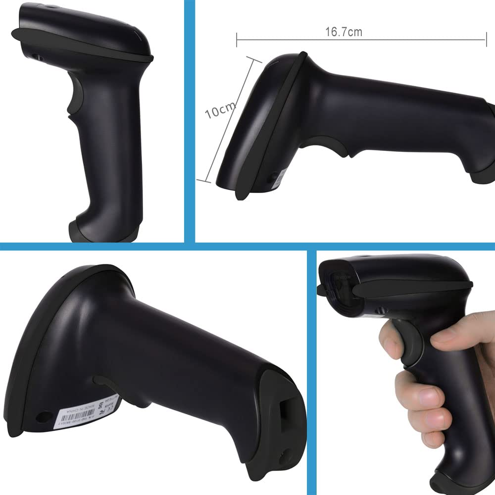 Handheld USB Barcode Scanner Wired,QR Code Scanner with USB Cable,Read 1D,2D,Data,Matrix, PDF417,Maxicode,Screen Scanning Fast and Precise for Mobile Payment,Supermarket, Retail Store, etc,Black