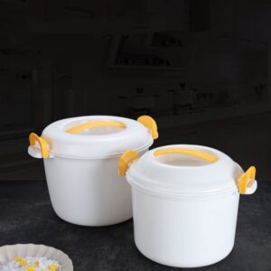 UPKOCH Microwave Rice Pots Microwave Rice Steamer Cooker Microwave Cooker Food Container Microwaveable Container for Vegetables Oatmeal Soup Chicken Pasta and More Yellow Micro Rice Cooker