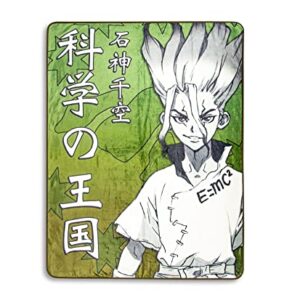 Dr. Stone Senku Ishigami Plush Fleece Throw Blanket | Super Soft Decorative Cover for Sofa and Bed, Cozy Home Decor Room Essentials | Anime Manga Gifts and Collectibles | 45 x 60 Inches