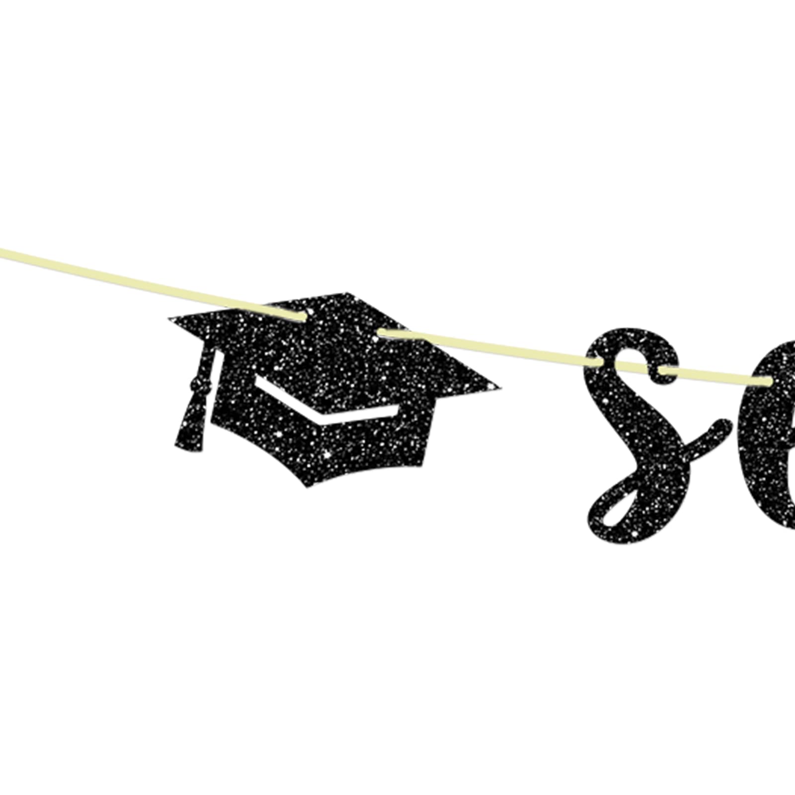 Glitter Senior Banner - Graduation Party Decoration, Class of 2024 Grad Party Supplies, Congrats Grad Party Decor - Black