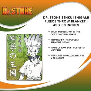 Dr. Stone Senku Ishigami Plush Fleece Throw Blanket | Super Soft Decorative Cover for Sofa and Bed, Cozy Home Decor Room Essentials | Anime Manga Gifts and Collectibles | 45 x 60 Inches