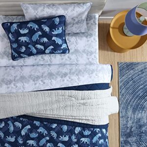 Eddie Bauer - Full Size Quilt Set, Reversible Kids Bedding with Matching Shams, Ideal for Toddler Bedding Set (Camp Camo Navy, Full)