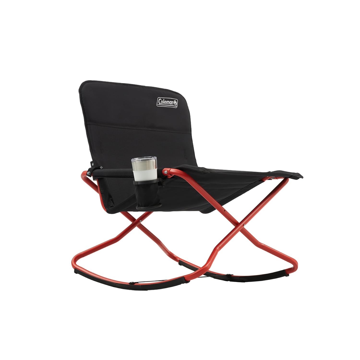 Coleman Cross Rocker Outdoor Rocking Chair, Portable Folding Chair with Padded Arms, Cup Holder, and Weather-Resistant Fabric; Supports up to 300lbs