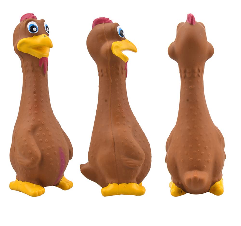 SLAGMALE Pets Dog Toys Screaming Chicken Squeeze Sound Toy Dog Squeaker Chew Training Toy for Medium and Small Dogs (Brown)