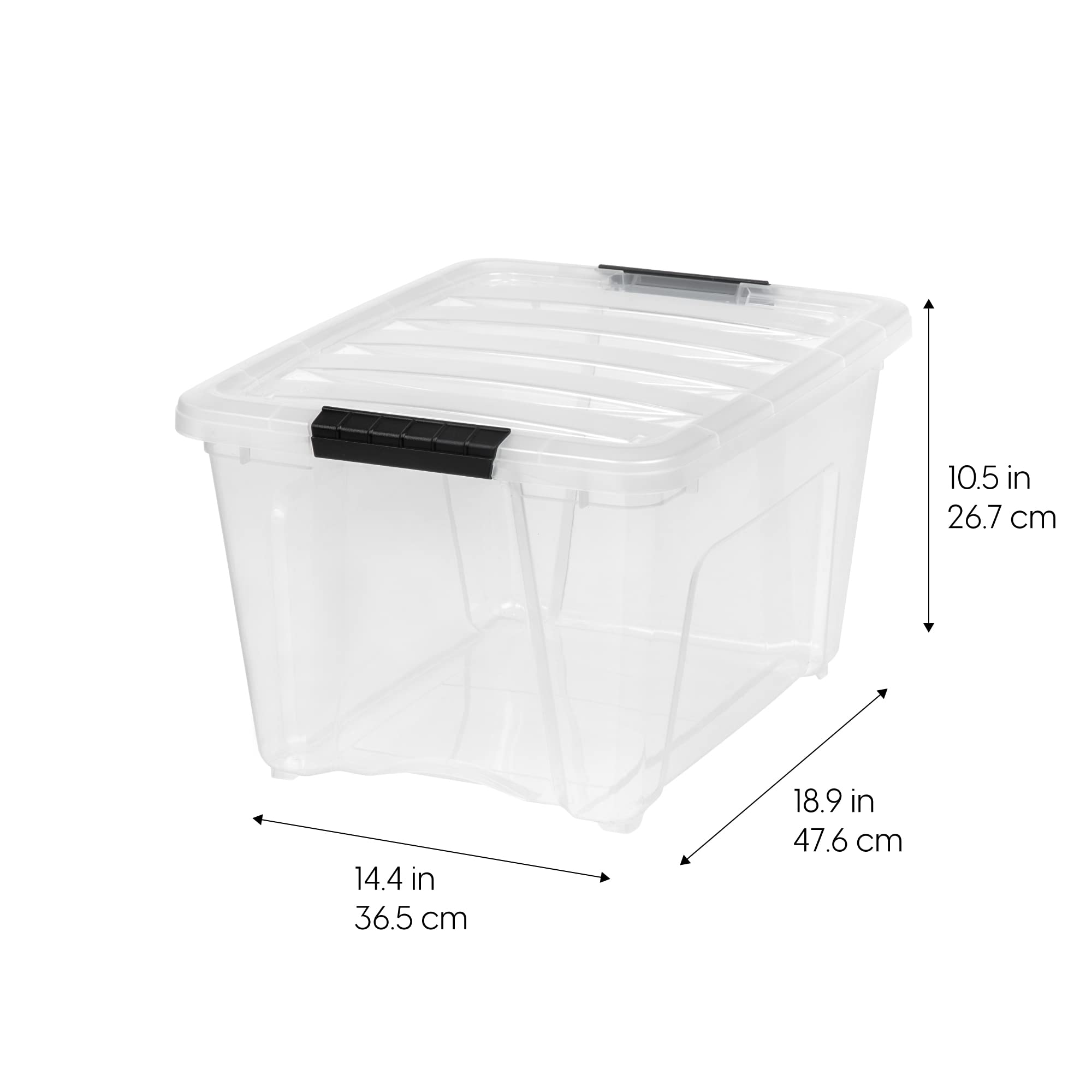 IRIS USA 32 Quart Stackable Plastic Storage Bins with Lids and Latching Buckles, 4 Pack - Clear, Containers with Lids and Latches, Durable Nestable Closet, Garage, Totes, Tubs Boxes Organizing