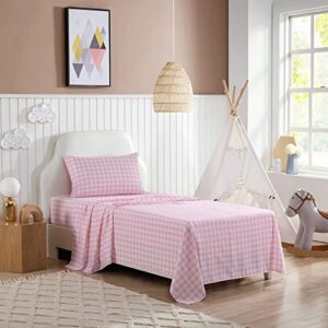 Eddie Bauer Kids - Twin Sheets, Stain Resistant Kids Bedding, Ideal for Toddler Bedding Set (Poppy Plaid Pink, Twin)