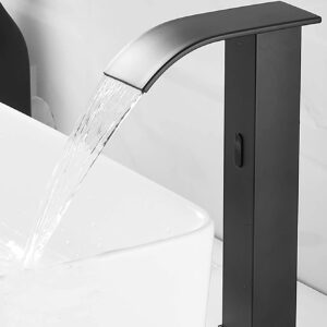 Black Vessel Faucet Bathroom Automatic Touchless Motion Sensor Bath Faucets Touch Free Battery Powered Eletronic Faucet Hands Free Auto Vanity Lavatory Drain Without Overflow Deck Mount Commercial