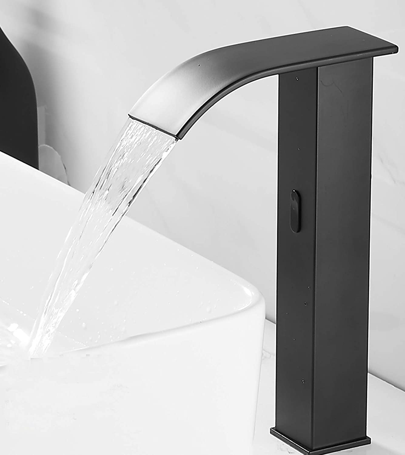 Black Vessel Faucet Bathroom Automatic Touchless Motion Sensor Bath Faucets Touch Free Battery Powered Eletronic Faucet Hands Free Auto Vanity Lavatory Drain Without Overflow Deck Mount Commercial