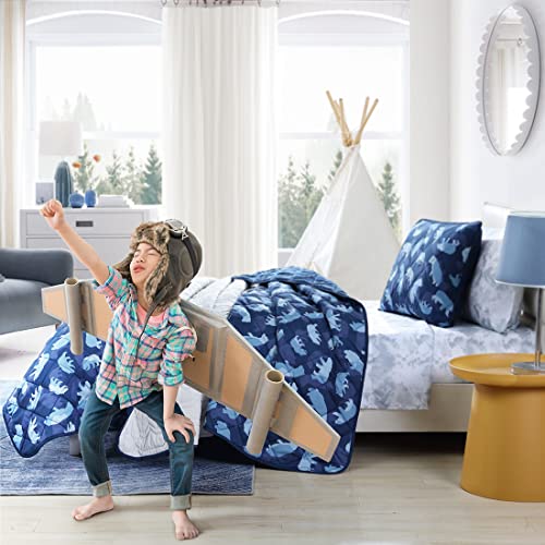 Eddie Bauer - Full Size Quilt Set, Reversible Kids Bedding with Matching Shams, Ideal for Toddler Bedding Set (Camp Camo Navy, Full)