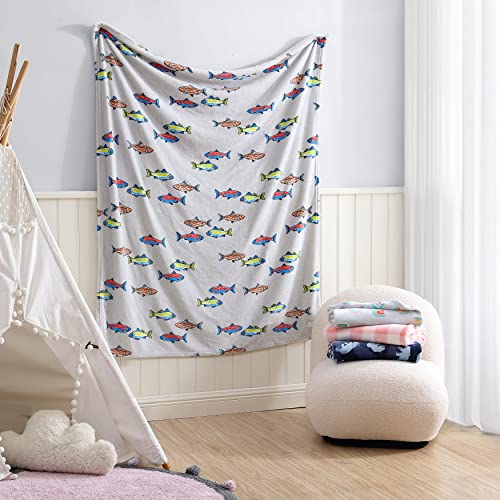 Eddie Bauer Kids - Throw Blanket, Super Soft & Cozy Kids Fleece Bedding, Playful Home Decor (Fish Lake Grey, 50" x 60")