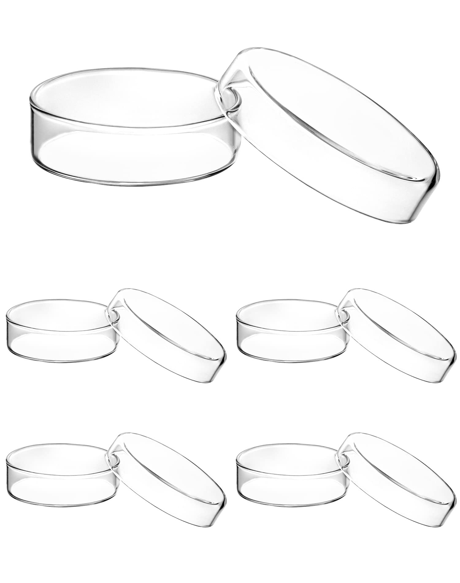 QWORK Glass Petri Dish Petri Plates with Lid, Thicken, 60mm x 18mm, 5 Pack