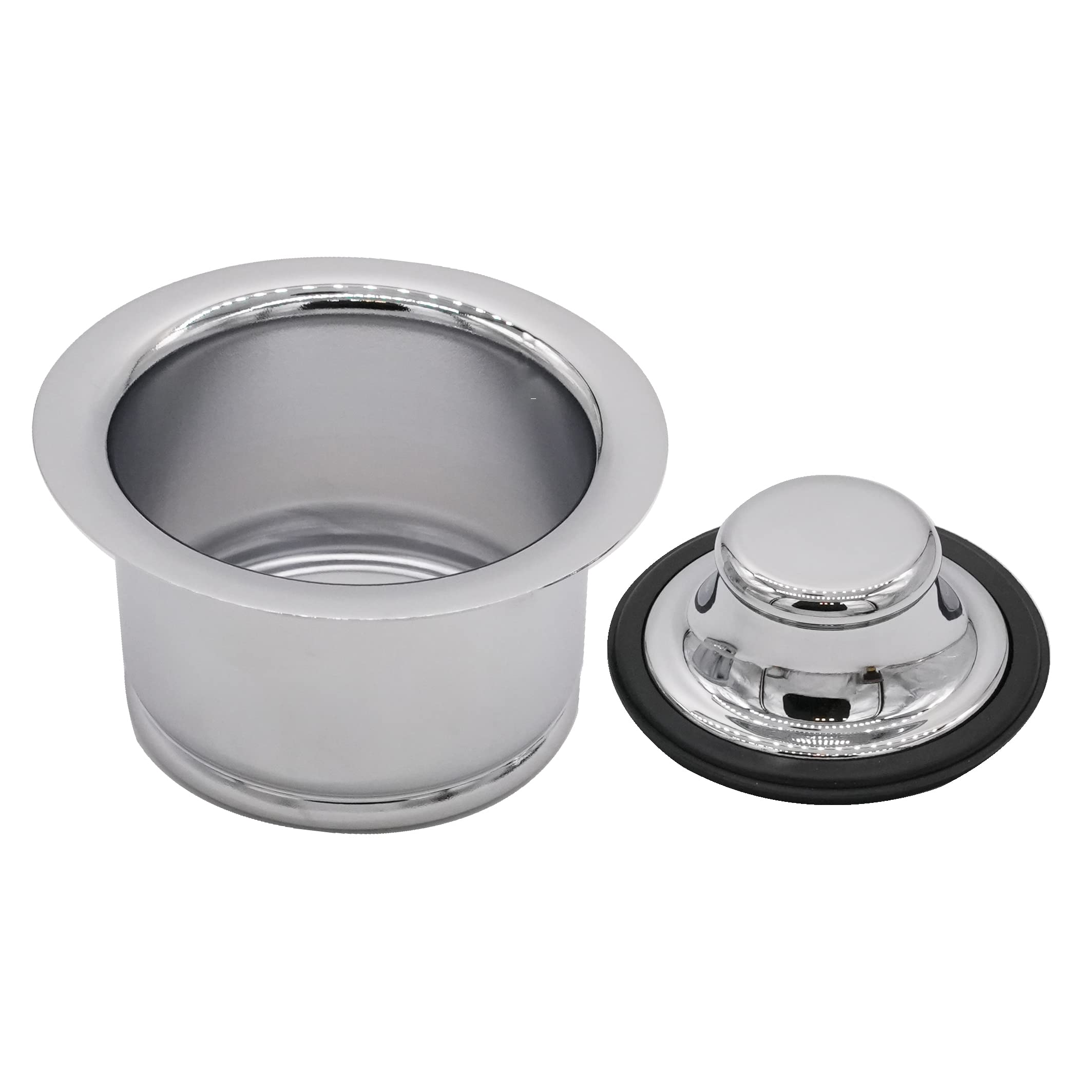 Westbrass CO2196-26 Combo Pack 3-1/2" Post Style Large Kitchen Sink Basket Strainer and Extra-Deep Collar Kitchen Sink Waste Disposal Flange with Stopper, Polished Chrome