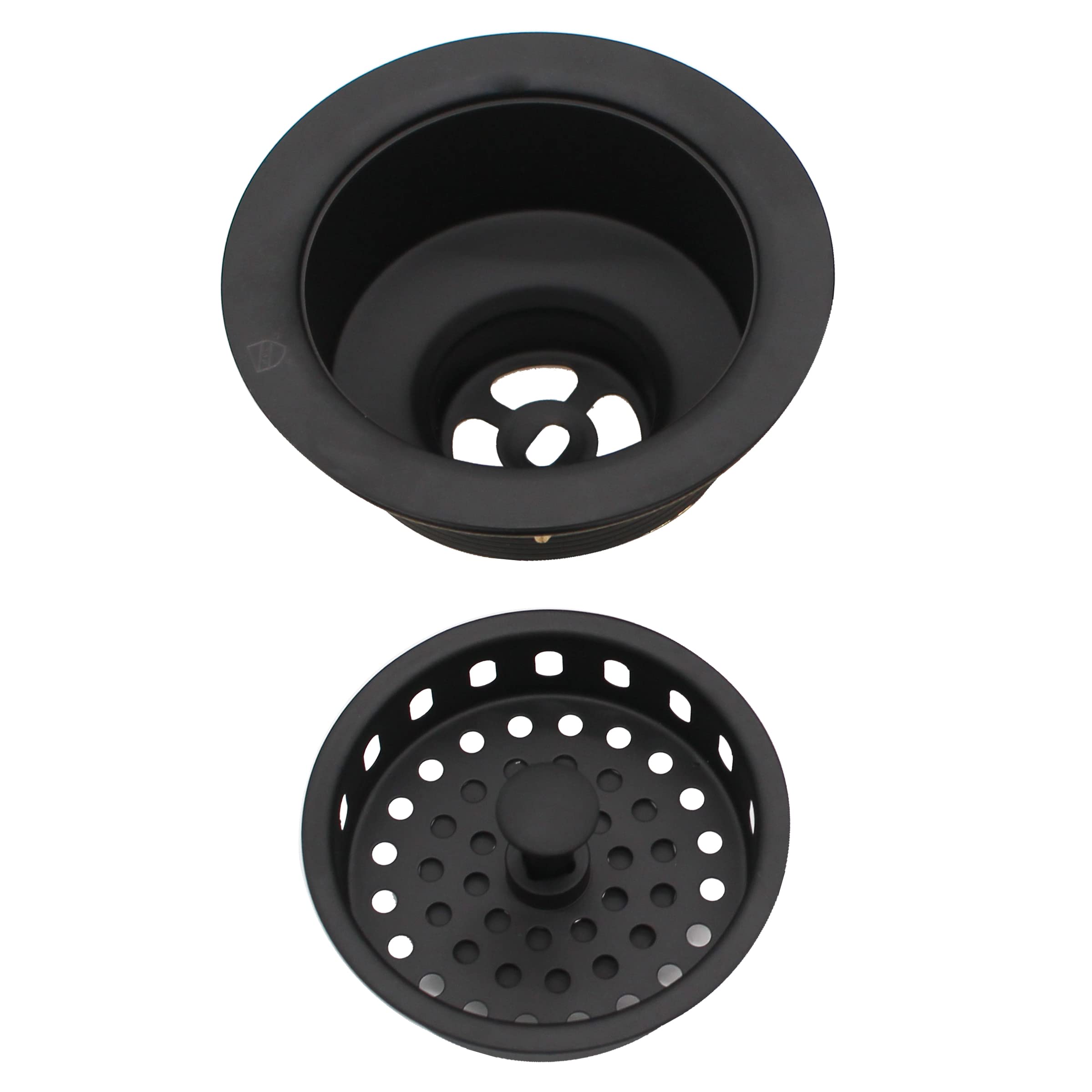 Westbrass CO2196-62 Combo Pack 3-1/2" Post Style Large Basket Strainer and Extra-Deep Collar Kitchen Sink Waste Disposal Flange with Stopper, Matte Black