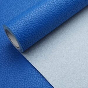 Blue Litchi Texture PU Fabric Leather 11.8x53.14 Inch（30x135 CM） 1.13mm Thick Faux Synthetic Leather Material for Upholstery Crafts, DIY Sewings, Sofa, Handbag, Earrings, Hair Bows Decorations