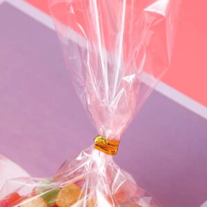 XLSFPY 100PCS Clear Cellophane Bags, 5x7 Small Treat Bags with Ties, Cake Pop Bags, Candy Bags, Goodie Bags, Rice Crispy Treat Bags, Clear Bags for Favors Birthday Party (5'' x 7'')