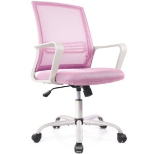 pink office chair ergonomic desk chair mesh home office desk chairs computer chair mid back task chair with armrests lumbar support