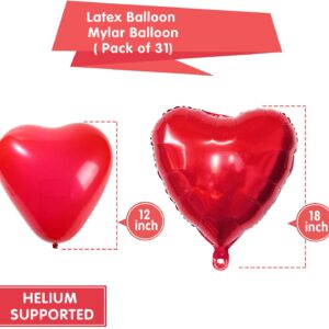 Tayuvira I Love You Balloons And Red Heart Balloons Set ，Heart Balloons Kit With 1000 Pcs Dark-Red Silk Rose .I Love You Decoration For Anniversary Confession Proposal Wedding Valentine Day