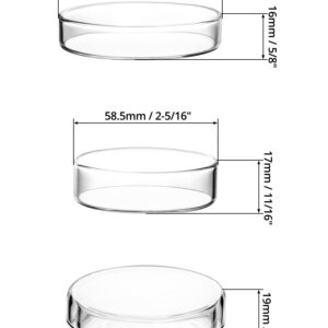 QWORK Glass Petri Dish Petri Plates with Lid, Thicken, 60mm x 18mm, 5 Pack