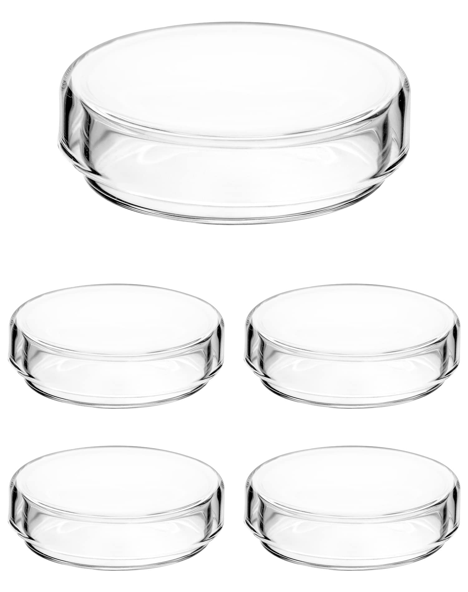 QWORK Glass Petri Dish Petri Plates with Lid, Thicken, 60mm x 18mm, 5 Pack